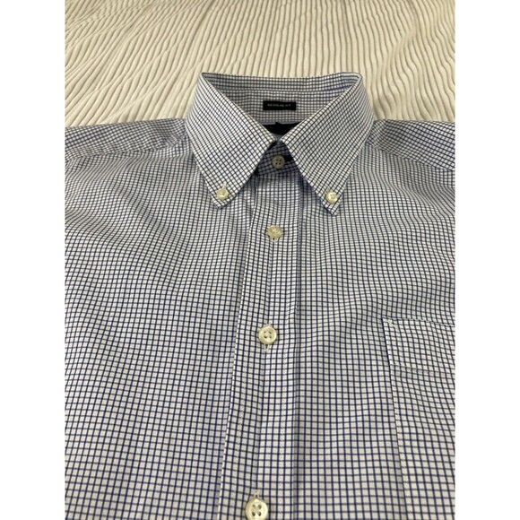 Tommy Hilfiger Men’s 16.5 34/35 Blue White Check Button Down Long Sleeve Preppy - Picture 5 of 9